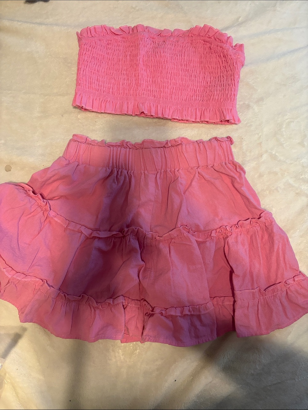SHEIN Pink Ruffle Tiered Skirt